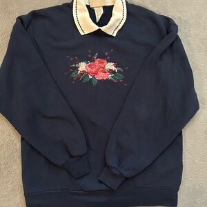 VINTAGE Floral Embroidered women’s sweater size L